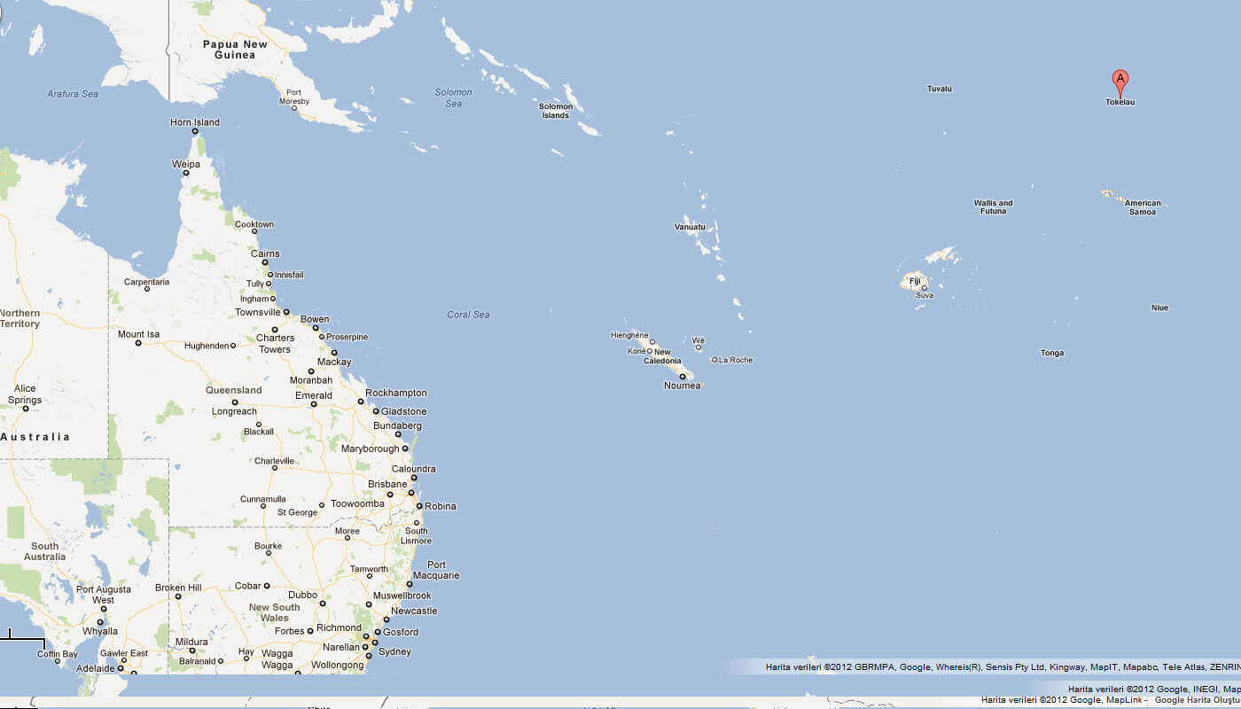 map of tokelau australia